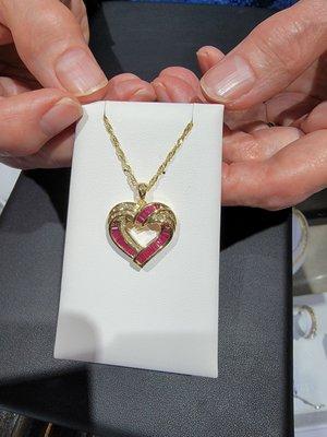 Beautiful Ruby and Diamond pendant that Mem showed me after I described what I wanted it was in the Estate Case.