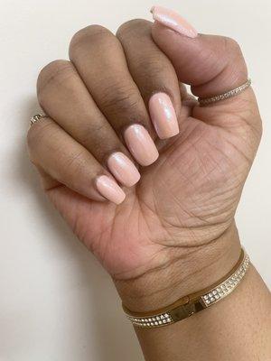 Acrylic over natural nails, Gel Polish: Dolce Pink w/monochrome