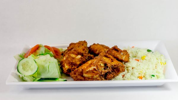 Fried Chicken w/ rice and salad