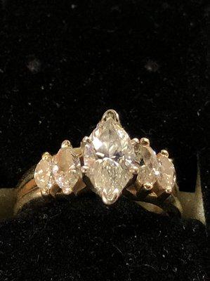 14kt Diamond Marquise Engagement Ring 1.53ct Size 6.  $1650