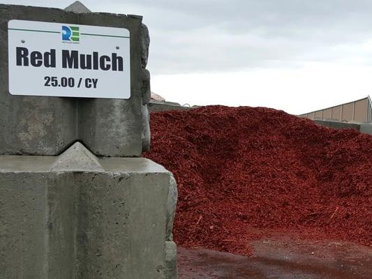 Red Mulch 100% Recycled Material $25 per cubic yard