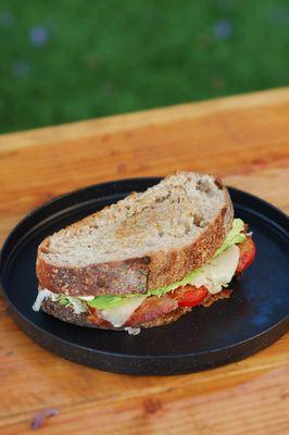 Our I'm the B(T.L.A.) is our bacon, lettuce, tomato and avocado sandwich get it on either our sourdough (pictured), focaccia, or milk bread!