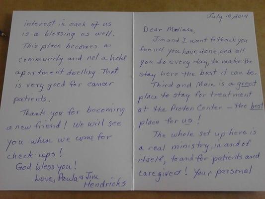 Here is a card from one of our awesome tenants!