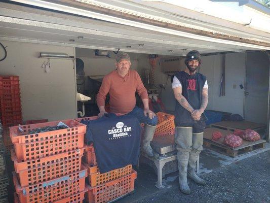 My two new pals, Ray and Mark from Casco Bay Shellfish. The main men at the helm.