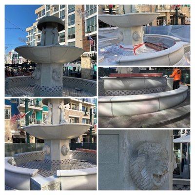 Cleaning Fountain at Little Italy, San Diego, CA