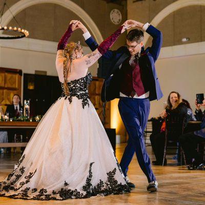 My husband and I doing our first dance