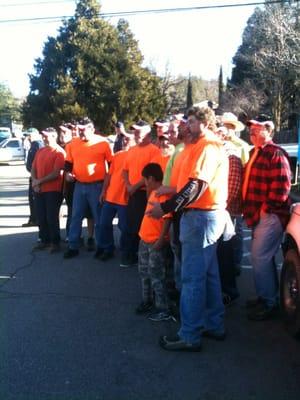 The Sons of the American Legion saluting the incoming Wounded Warriors from the Wounded Warrior Foundation.