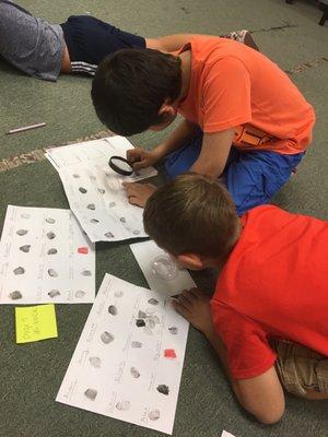 Forensic Science- Students are investigating fingerprints to collect evidence