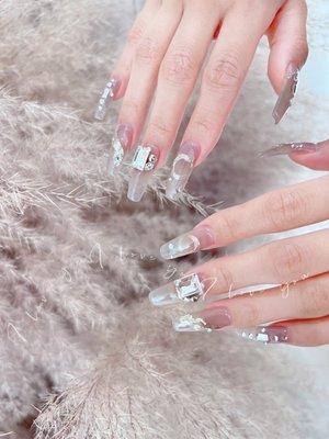 Nails extensions with crystals jewelry on top!