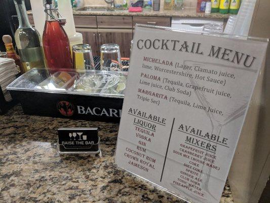 Custom designed cocktail menu.