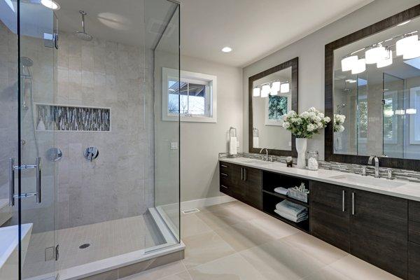 Bathroom tile in a neutral hue