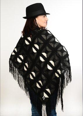 Classic Black and White combination made this leather shawl.