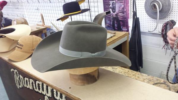 Side view of my new 4 7/8th inch brim custom hat. It is perfect.