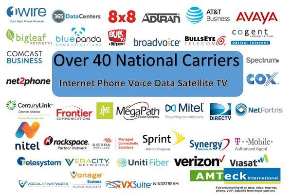 Representing over 40 national carriers internet, voice, data, satellite, TV