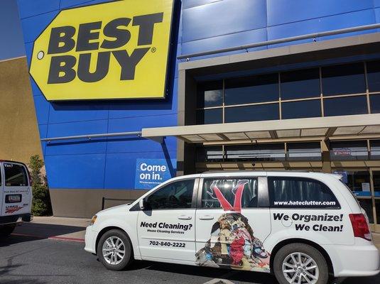 Outside of Best Buy, They let you park there in case you were picking up a TV.