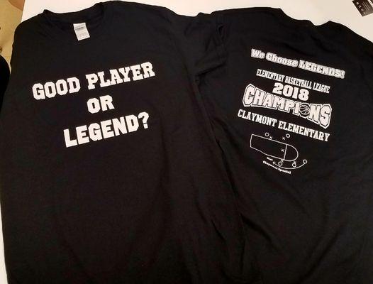 School Basketball team championship shirts