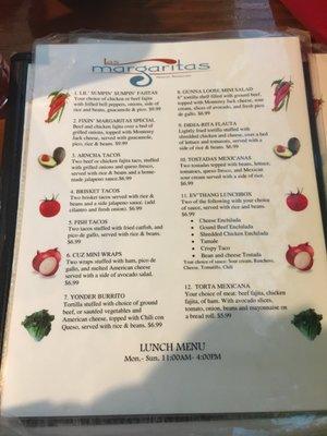 Lunch menu