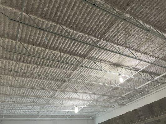 Areas in the building where Compass Insulation installed white K-13 sprayed acoustic insulation.