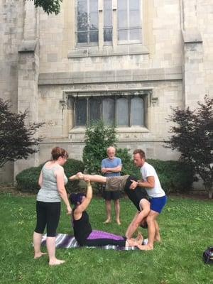 One of SomaBolo's weekly "acro jams," usually held on Tuesdays at Broadway Church, Indianapolis.