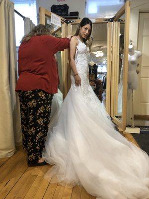 Owner fitting the dress.