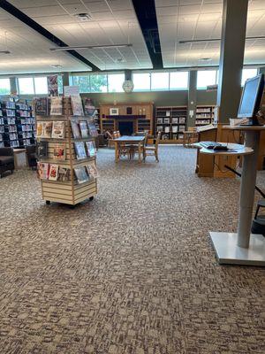 Marshall City Library has a fireplace to read in front and chill