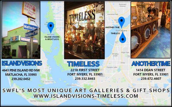 Island Visions, Timeless & Another Time, SWFL's Most Unique art galleries & gift shops!