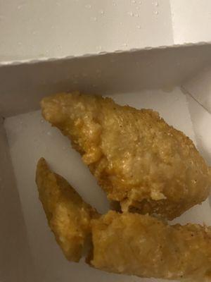 Chicken tender was soggy and you can see how wet the boxes is.