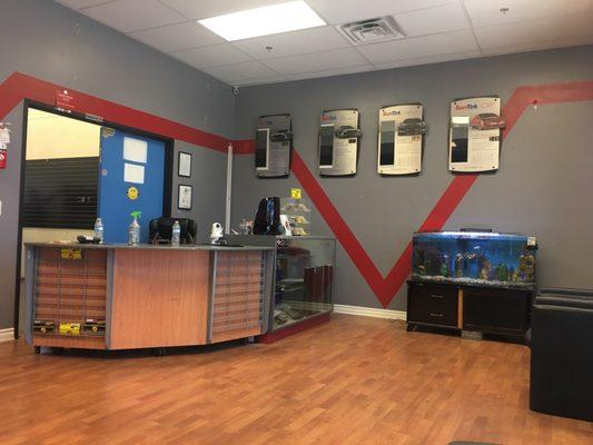 Front desk and aquarium!