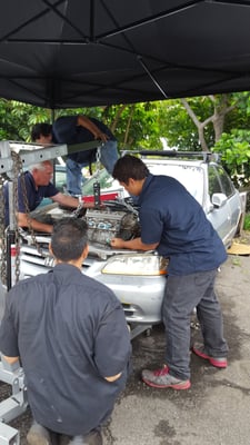 Aligning the motor into the body of the vehicle.