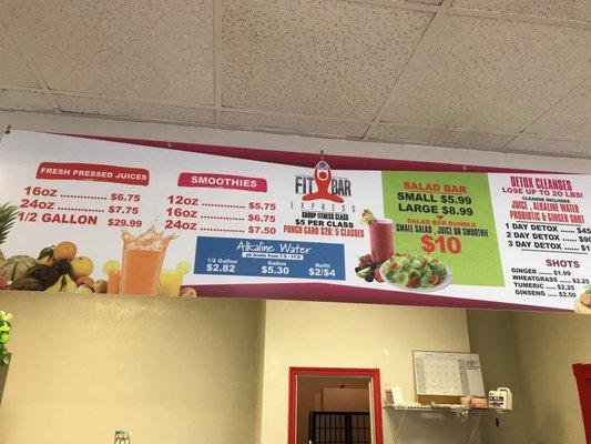 Menu prices