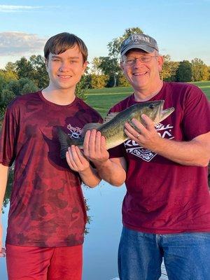 Our large spring fed pond is loaded with trophy size Catfish, Crappie and Large Mouth Bass.