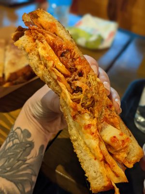 Pork and kimchi grilled cheese