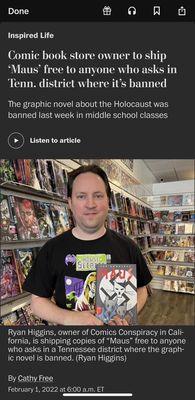 Feb 2022 Washington Post story about this store giving away free copies of a banned graphic novel in that school district.