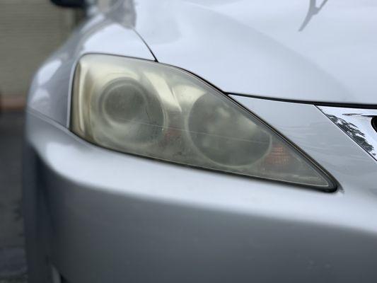 Headlight before restoration