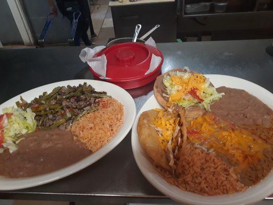 Ivonne's plate and Momterrey plate with nopales