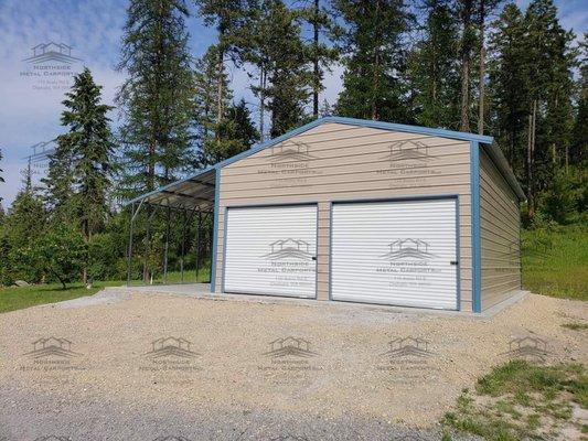 A-Frame Garage with a continuous lean-to off the side