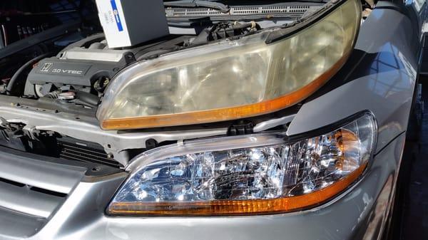 Headlight lens replacement makes your old car look new.  Really!