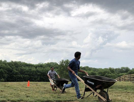 Riverside Stables Private Parties Enjoy a wheel barrow relay