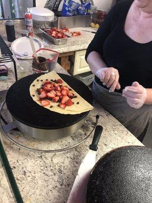 Valentines Crepe Special in progress