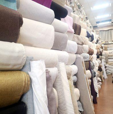 Wide selection of linen fabric.