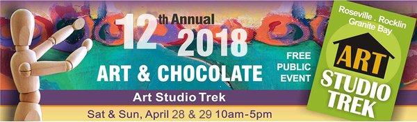 We are still here 12th anniversary.ART STUDIO TREK: 12th year anniversary! Free open studio tour “Art and Chocolate” theme.       April 2018