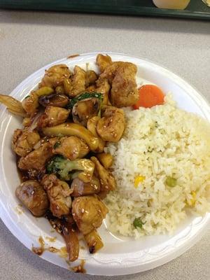 Hibachi chicken and vegetables.