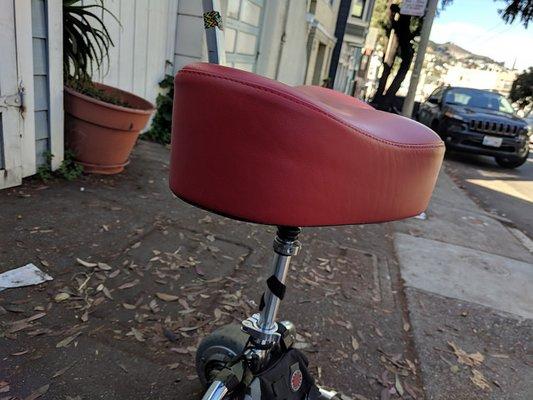 Mobility scooter seat, with new foam, leather, and a comfortable contoured shape