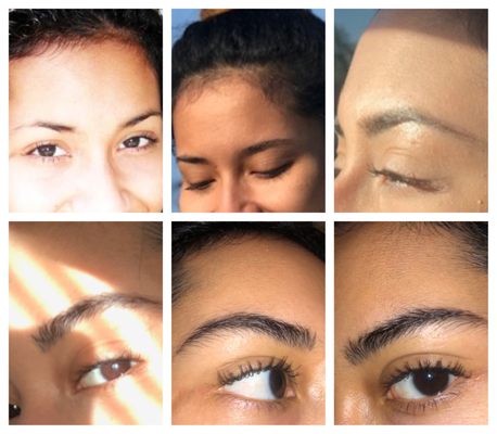 Brow Journey! From barely there to growing them out, to one year post-microblading.