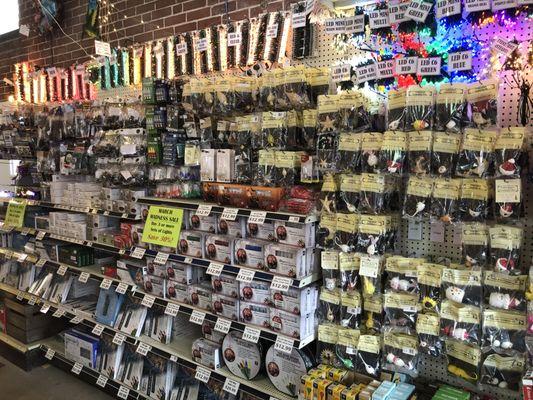 Great selection of light strings and bulbs.