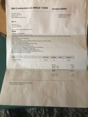 Invoice from unlicensed contractor