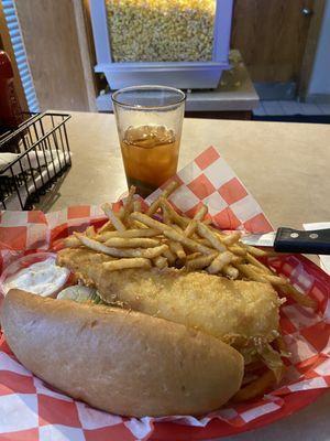 Fried Cod Sandwich, Tartar sauce and a Pile of very crispy Fries!