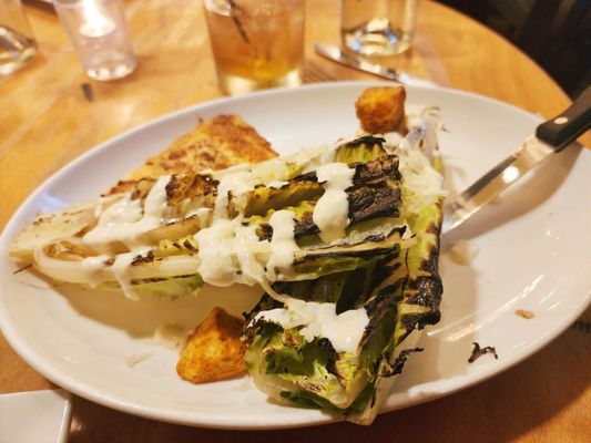 Grilled romaine with salmon