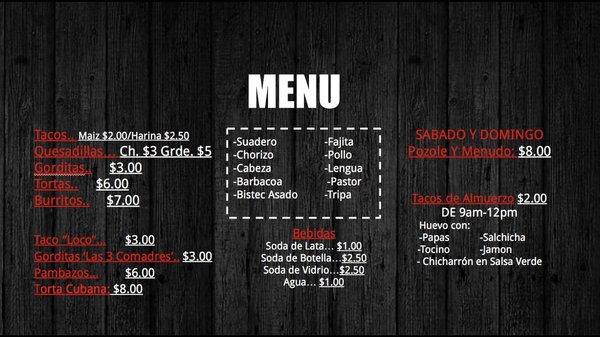 Food menu