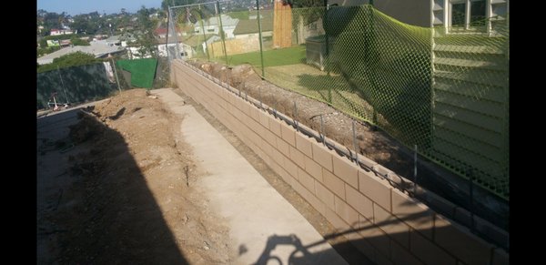 Installation of new retaining wall.